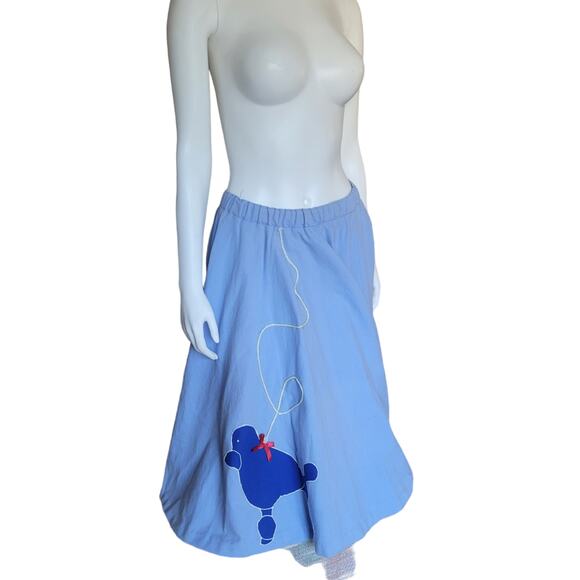 Handmade 1960s Light Blue Poodle Skirt Sz M Rockabilly Cosplay Costume Retro - Picture 4 of 10